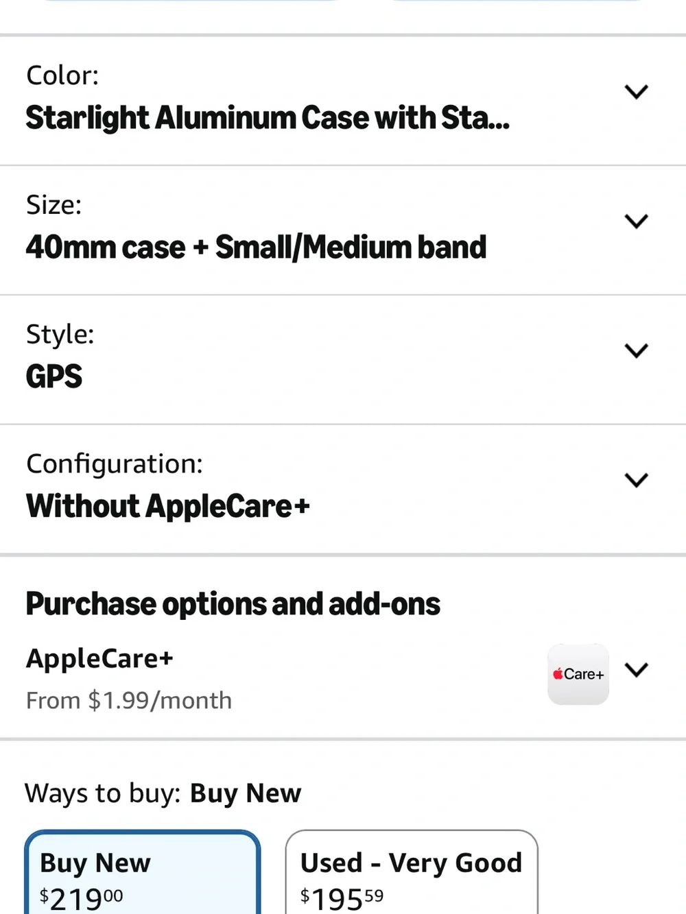 Apple Watch with Cream/Beige Sport Band SE 3 refurbished